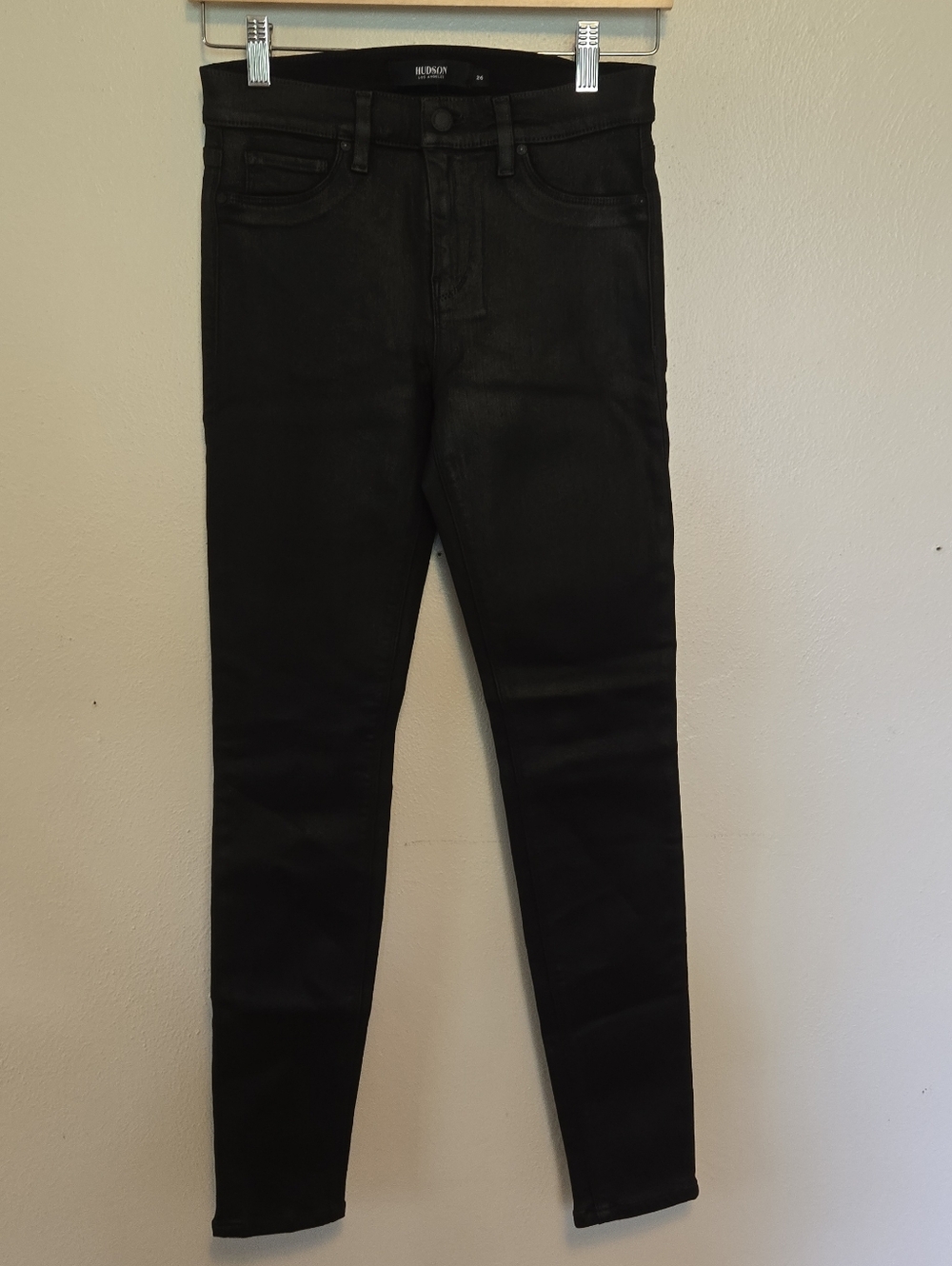 Hudson Nico Mid-Rise Super Skinny Jeans Black Coated 26 NWT